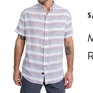 Rails Carson stripe short sleeve linen blend button up